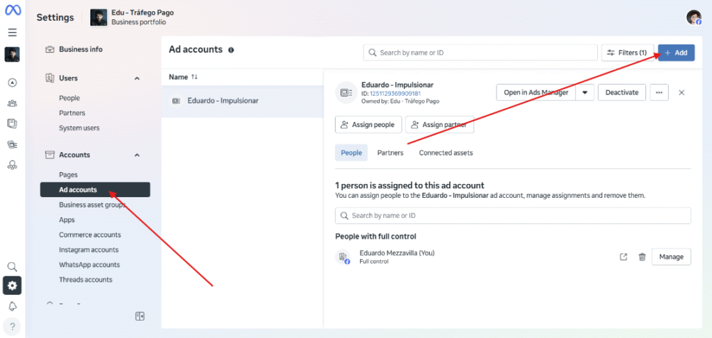 adicionar nova conta de anúncios para anunciar no instagram