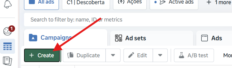 botão para criar anúncios no instagram