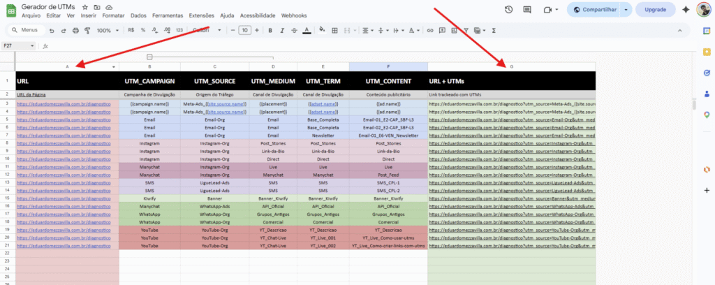 planilha geradora de utms