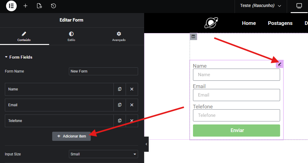 Configurar formulário do elementor para capturar utms da URL
